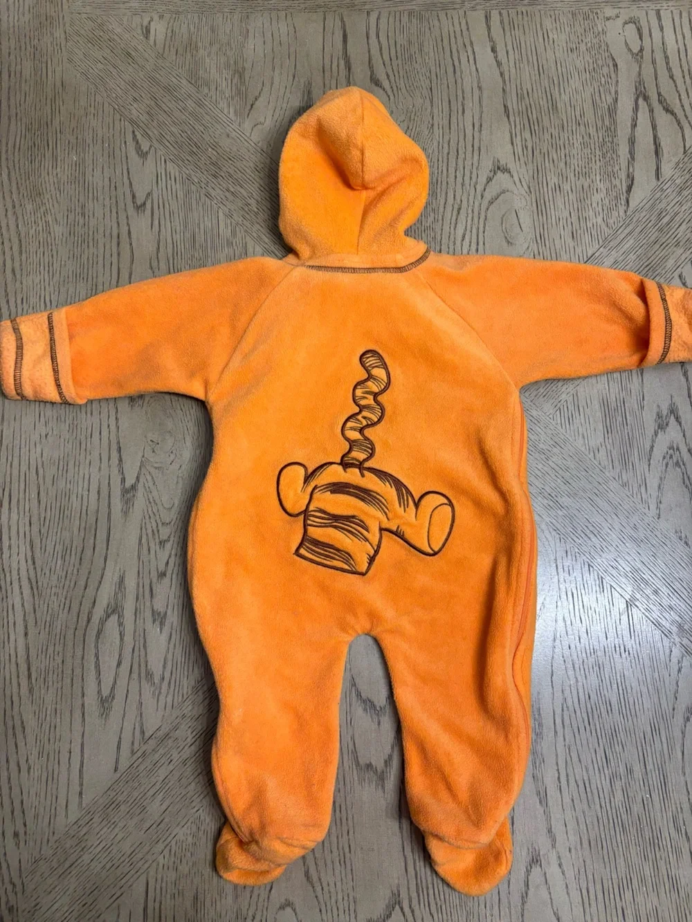 DISNEY Tigger 3/6 Month Orange FLEECE SNOW SUIT/Halloween Costume W Hoodie